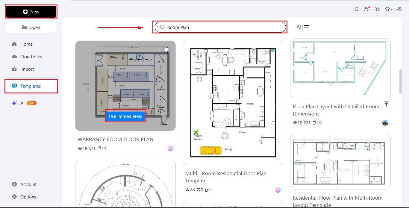 EdrawMax-Login and template selection screen