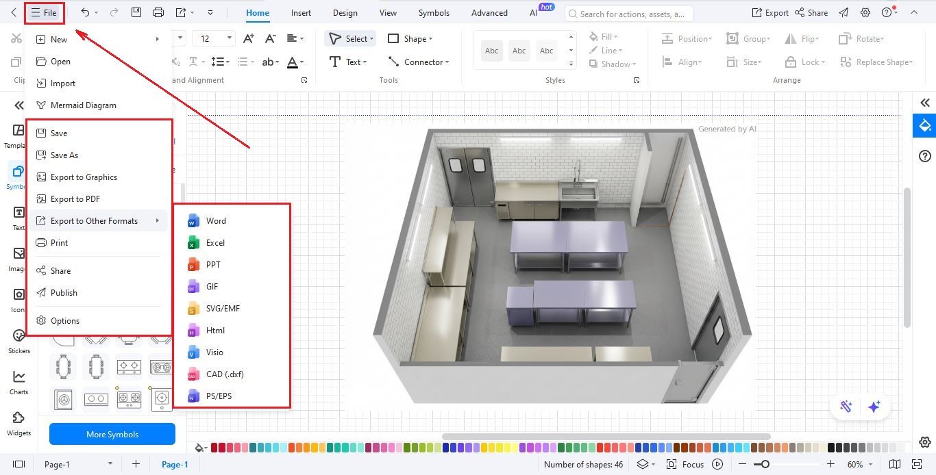 EdrawMax-Save and export options