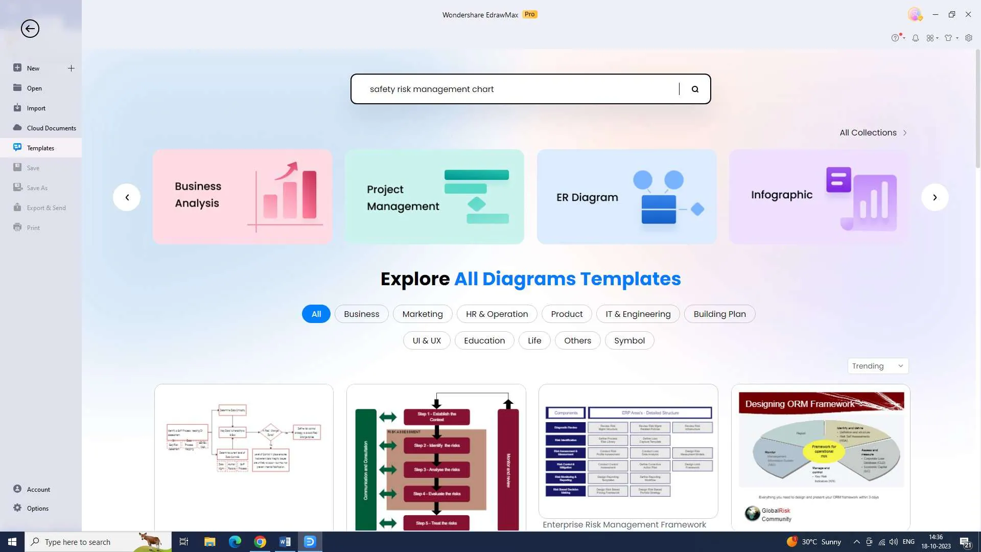 searching a template in edrawmax