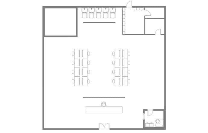 center-isle floor plan salon