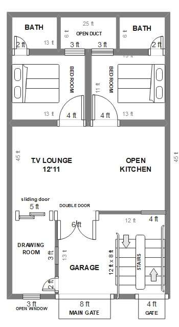 floor plan with open kitchen