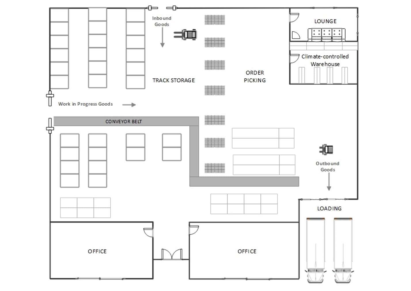 storage shop floor plan with lounge