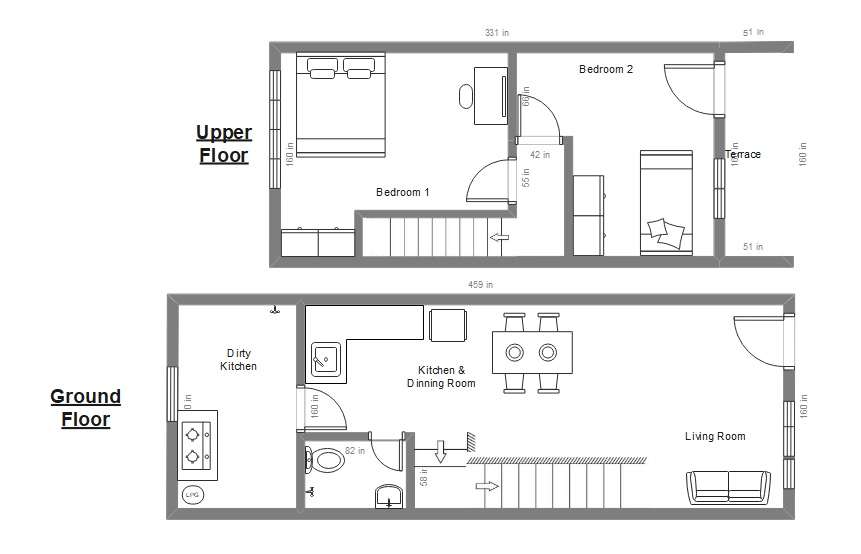 2 story apartment blueprint