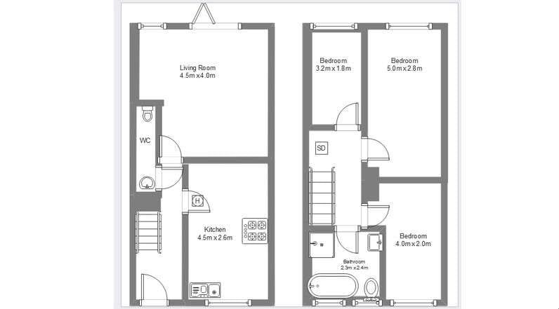 2 story house plan 3 bedrooms