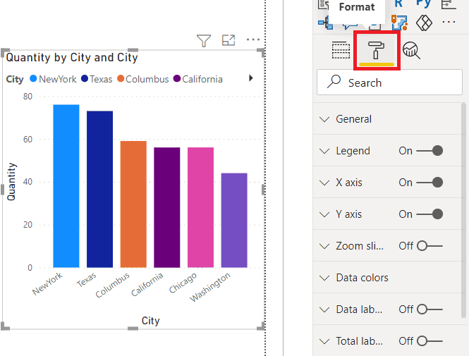 format color and styles of stacked bar chart