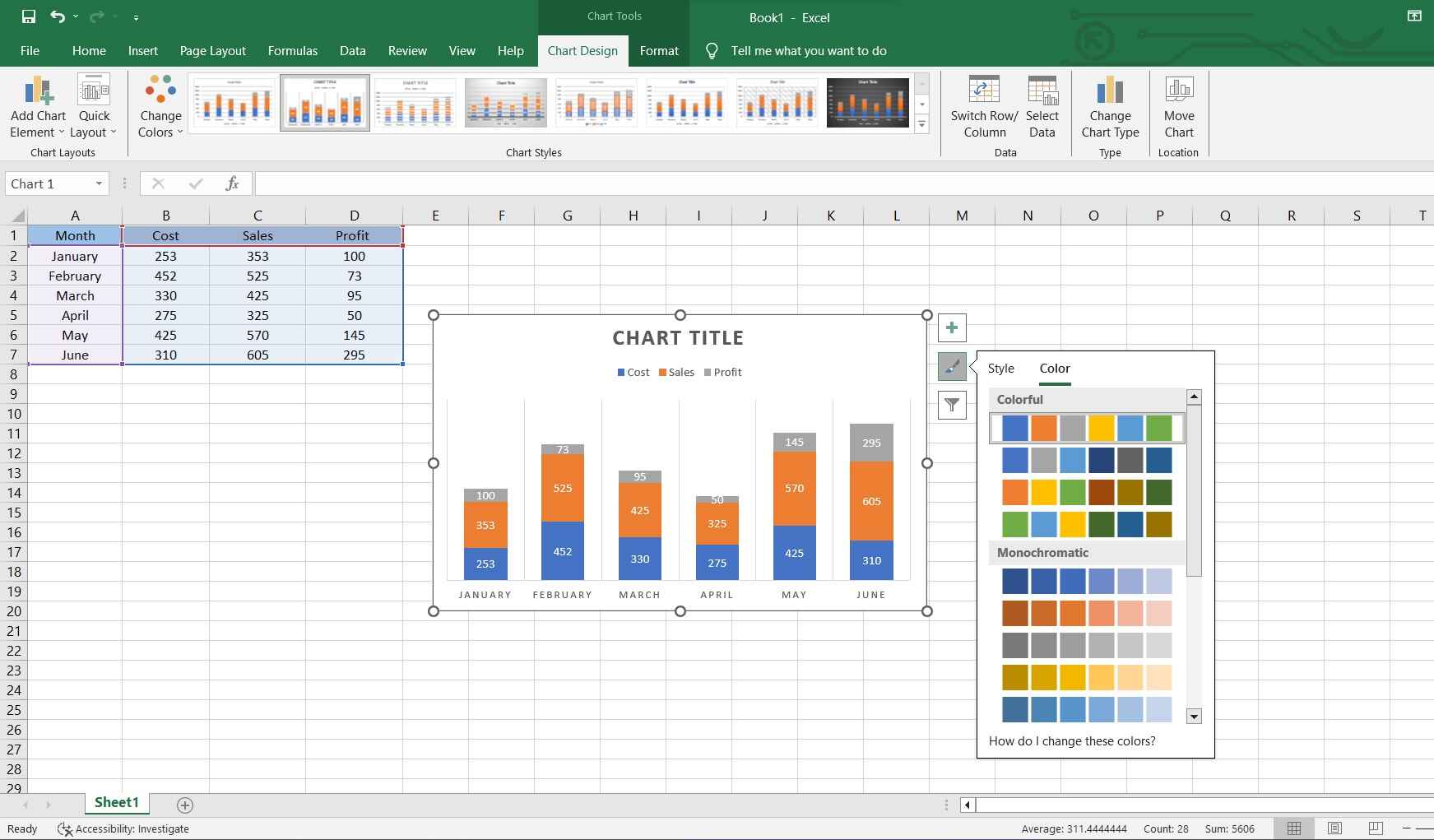 edit stacked bar chart in excel