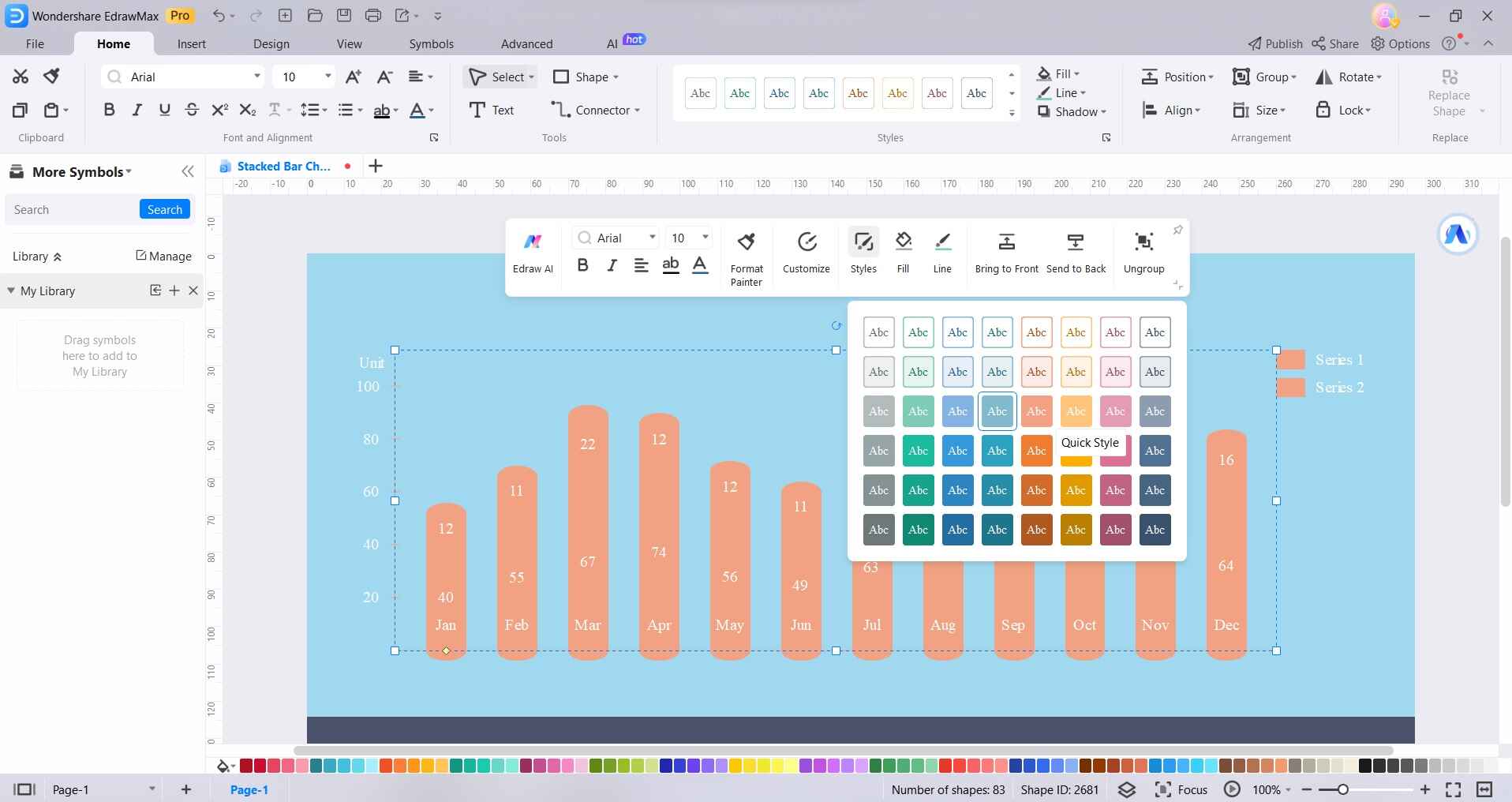 edit the color style of the stacked bar chart