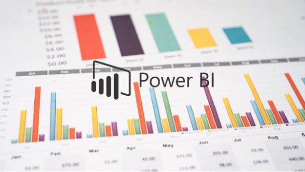 power bi logo over stacked bar charts