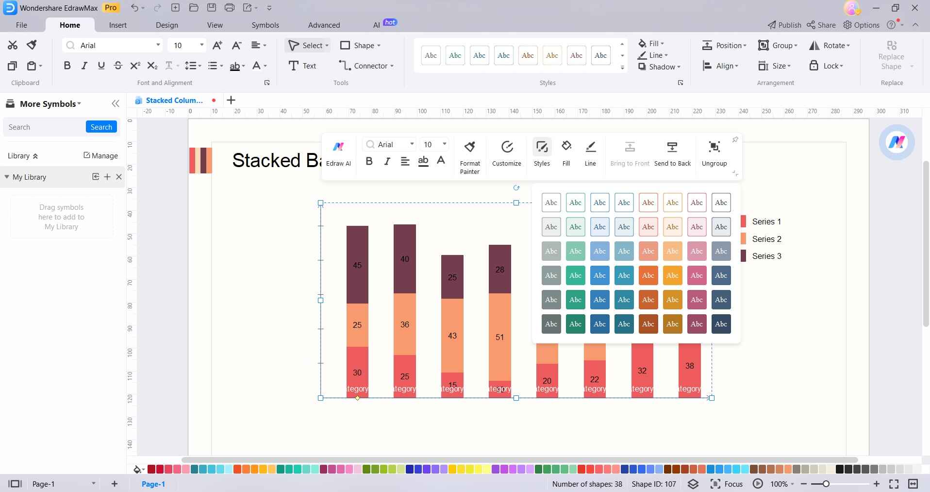 formater les couleurs de style des graphiques à barres empilées