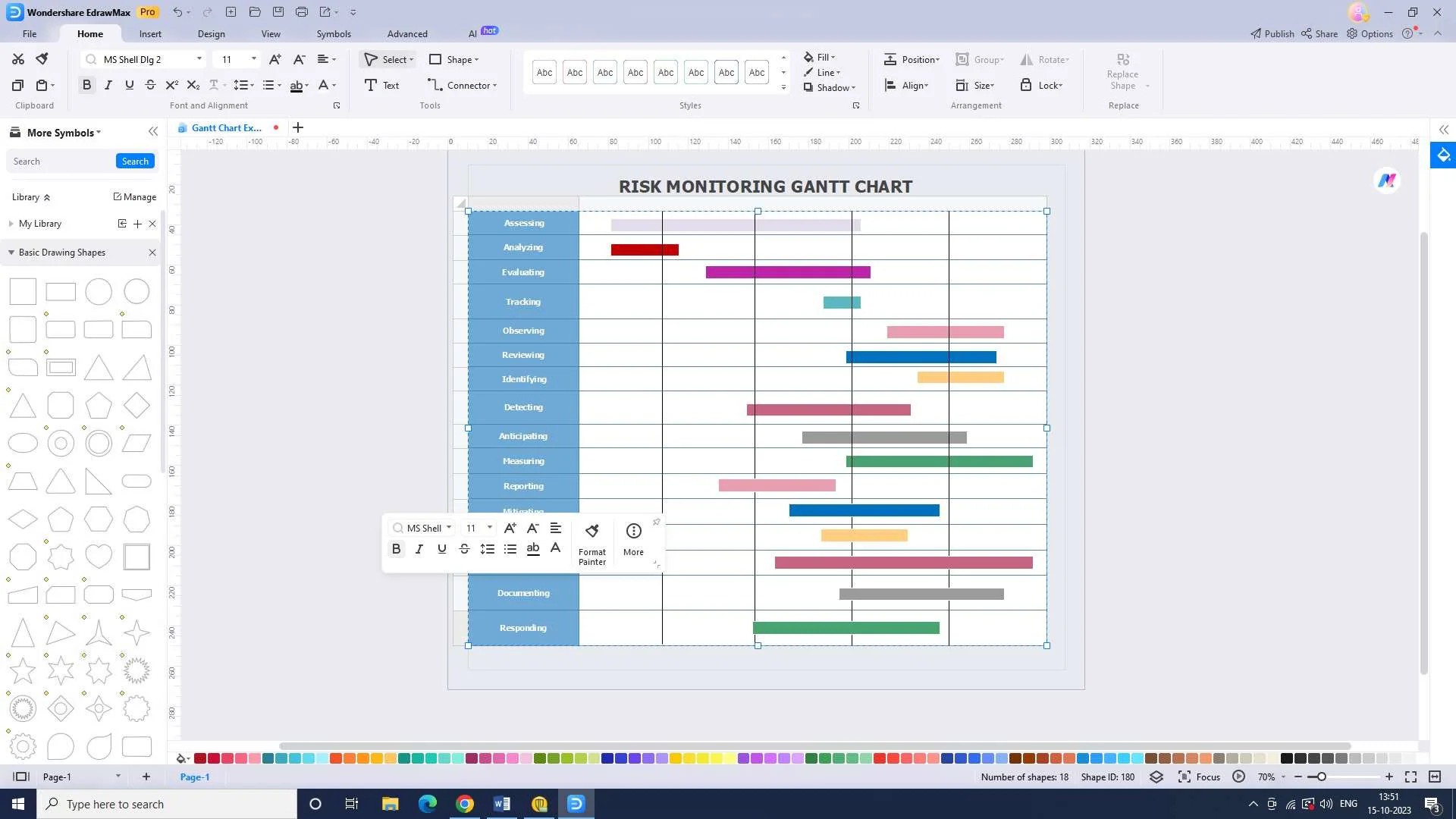 adding tasks to the chart