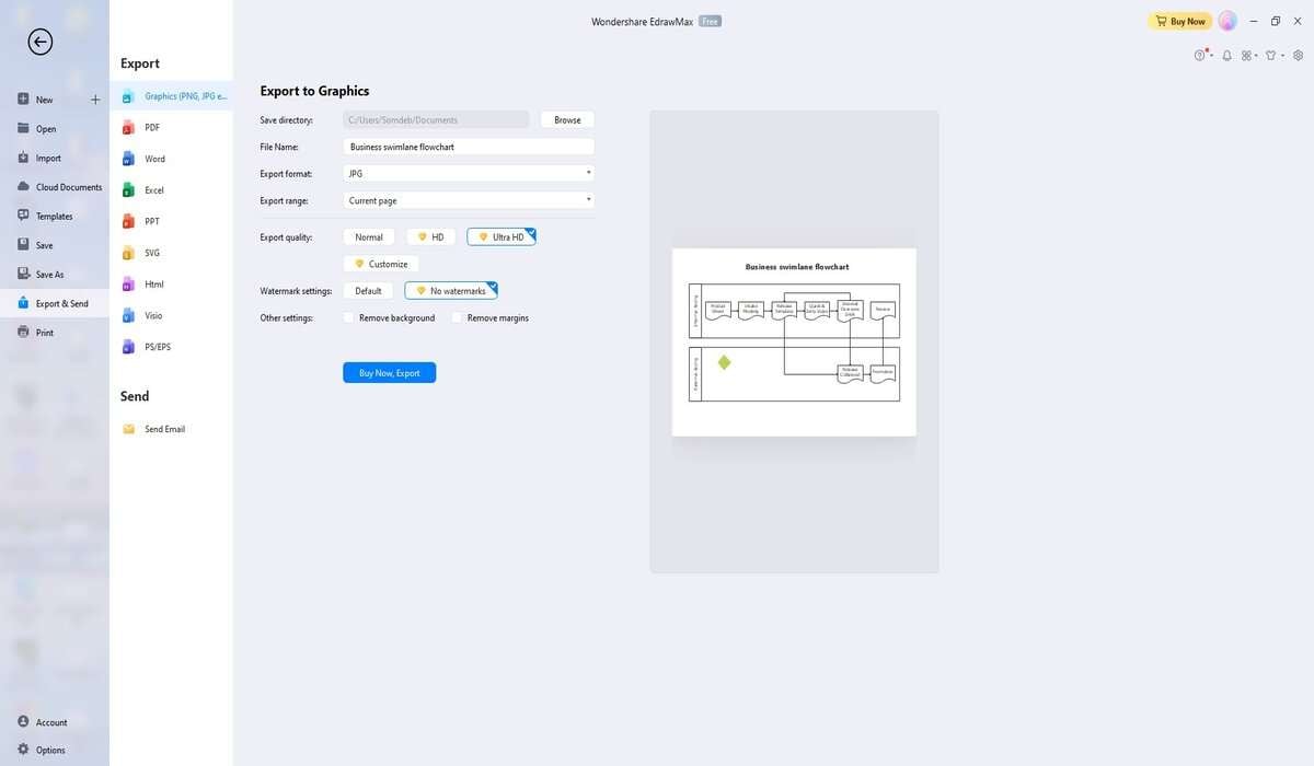 export and share swim lane