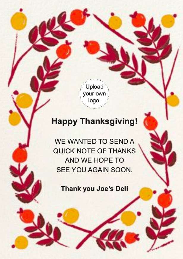 business thanksgiving card