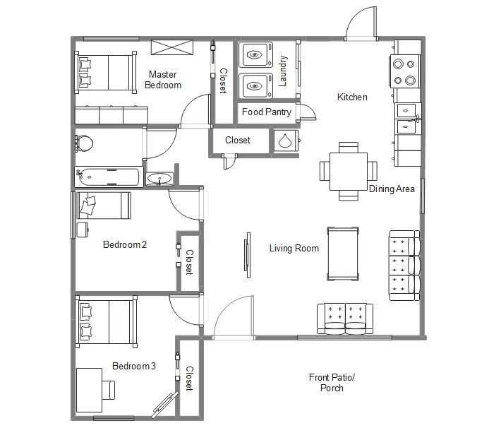 3 bedroom floor plan modern design