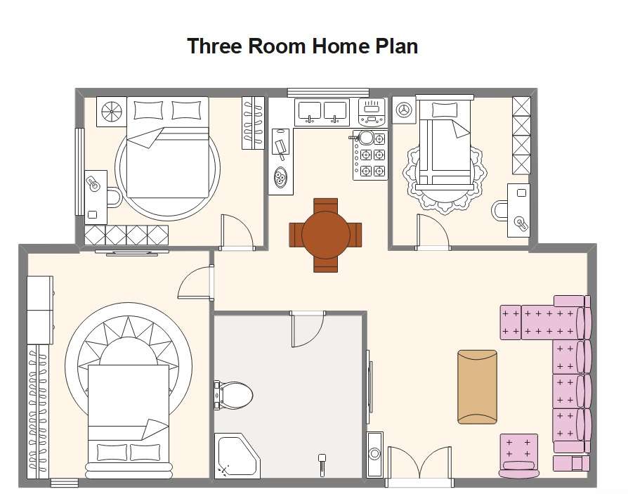 spacious 3 bedroom blueprint