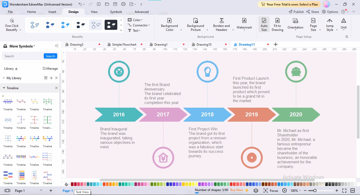 customizing color scheme edrawmax timeline
