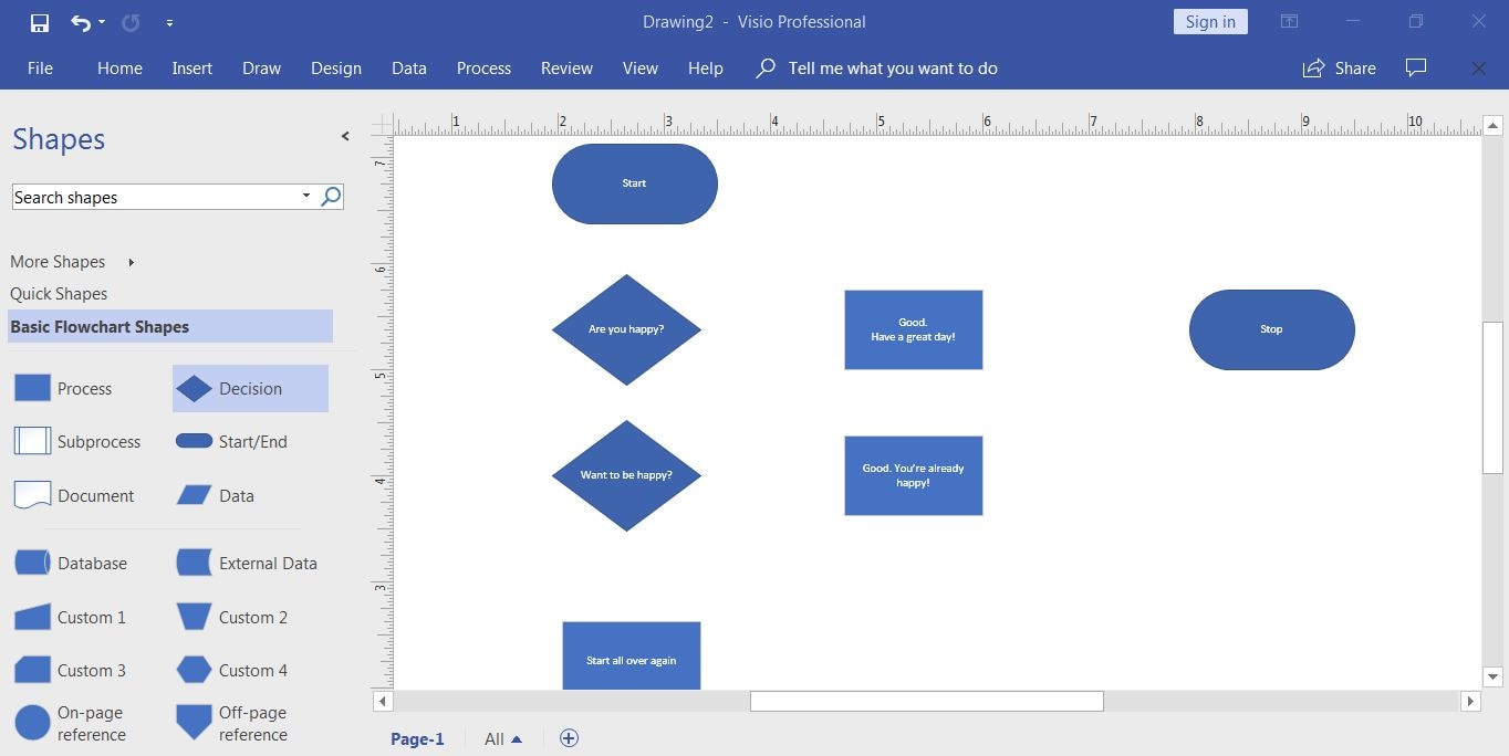 add text to flowchart shapes