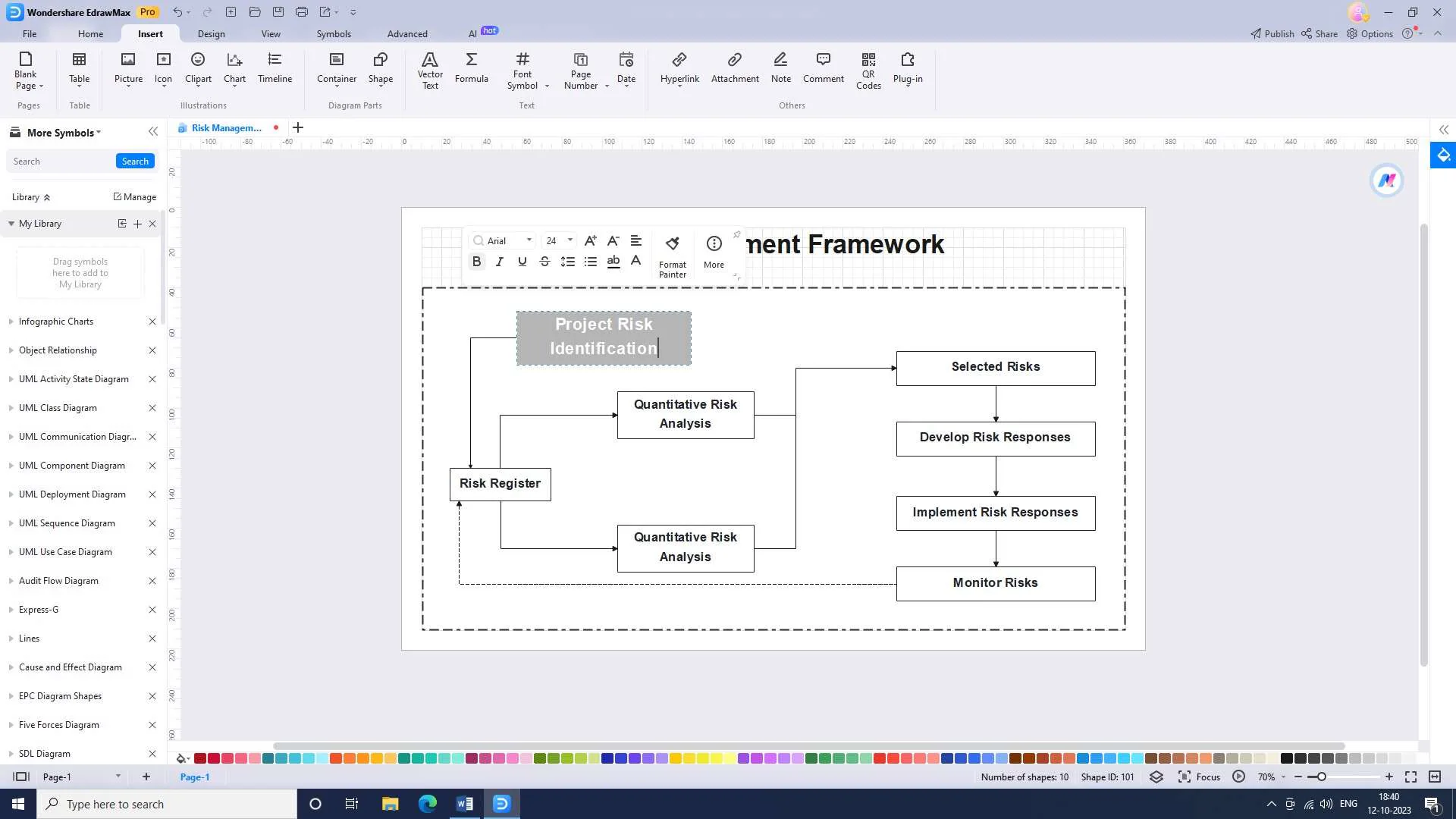 adding text in edrawmax