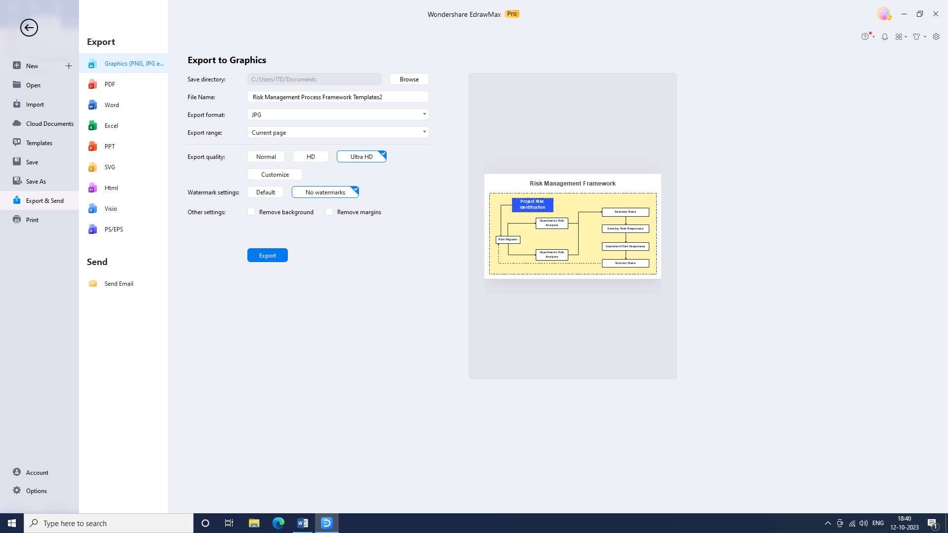 exporting flowchart in edrawmax