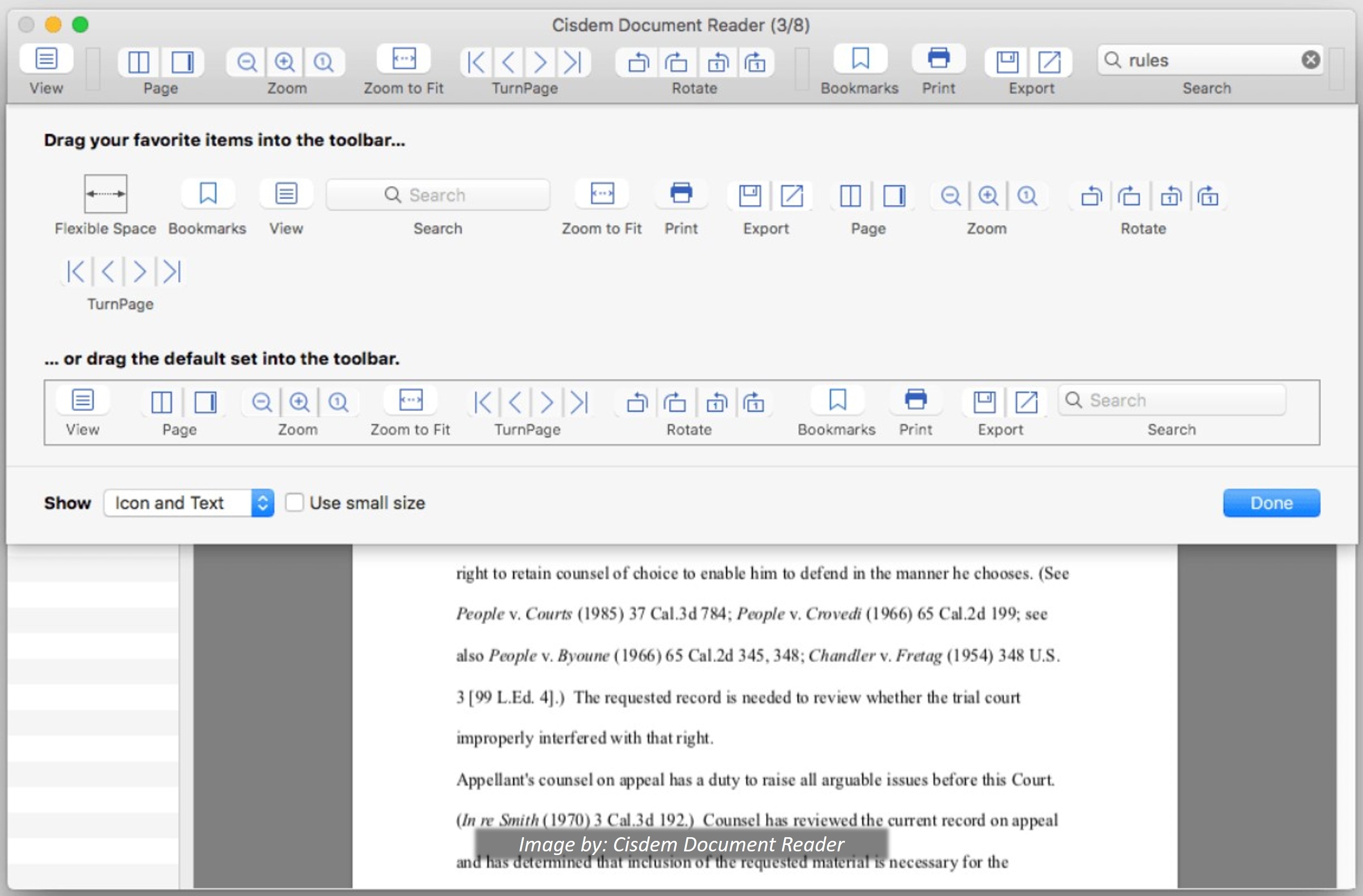cisdem document reader on mac toolbar