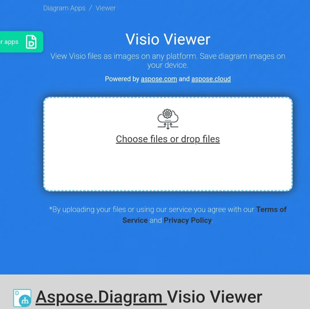 Visionneuse aspose visio déposer des fichiers en ligne