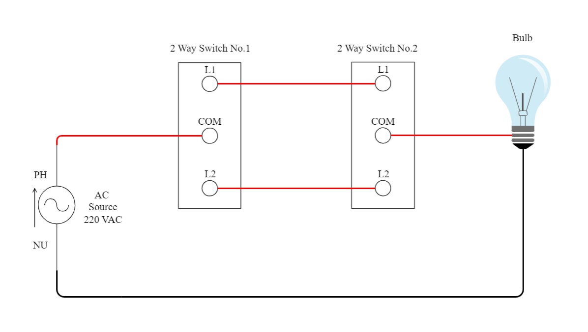 Diagrama eléctrico de conmutación bidireccional