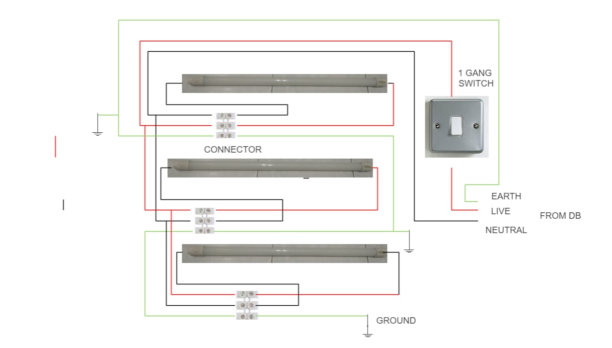 Esquema elétrico para instalação de lâmpada