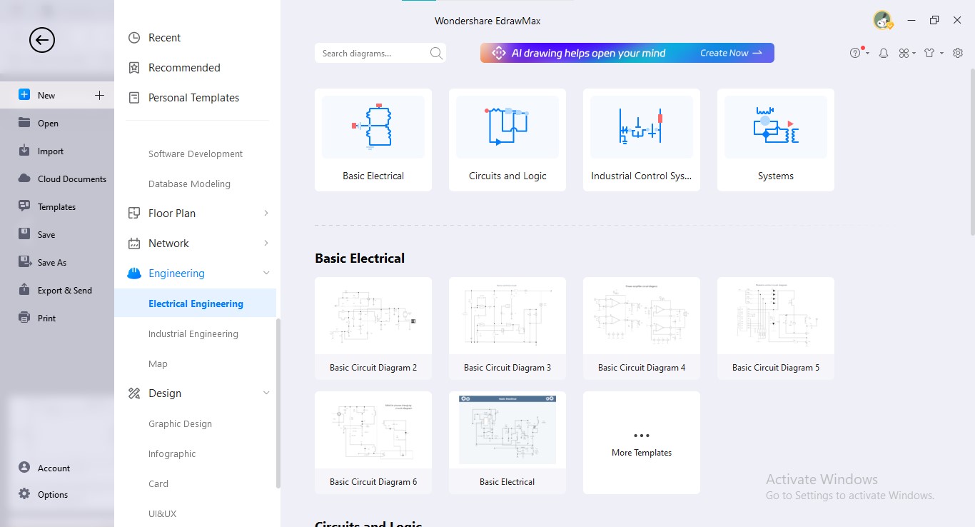 choose electrical engineering option edrawmax