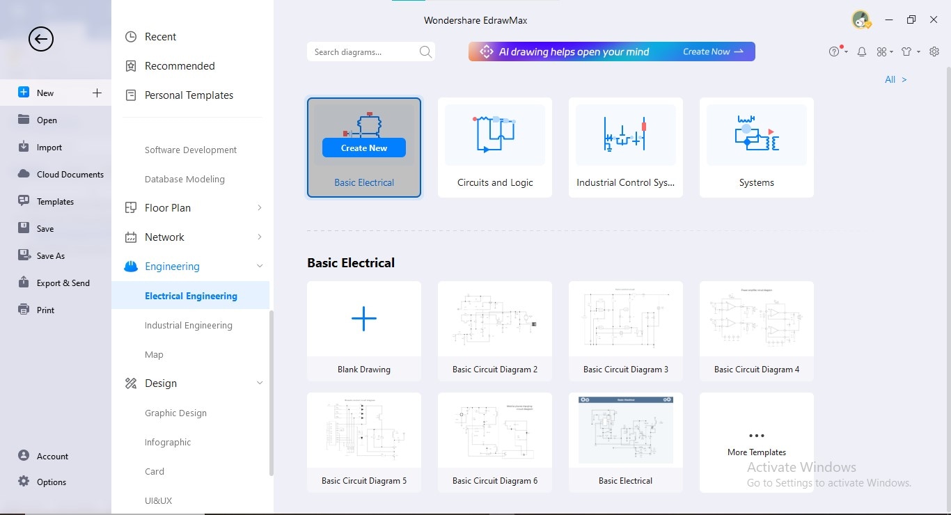 choose basic electrical tab edrawmax