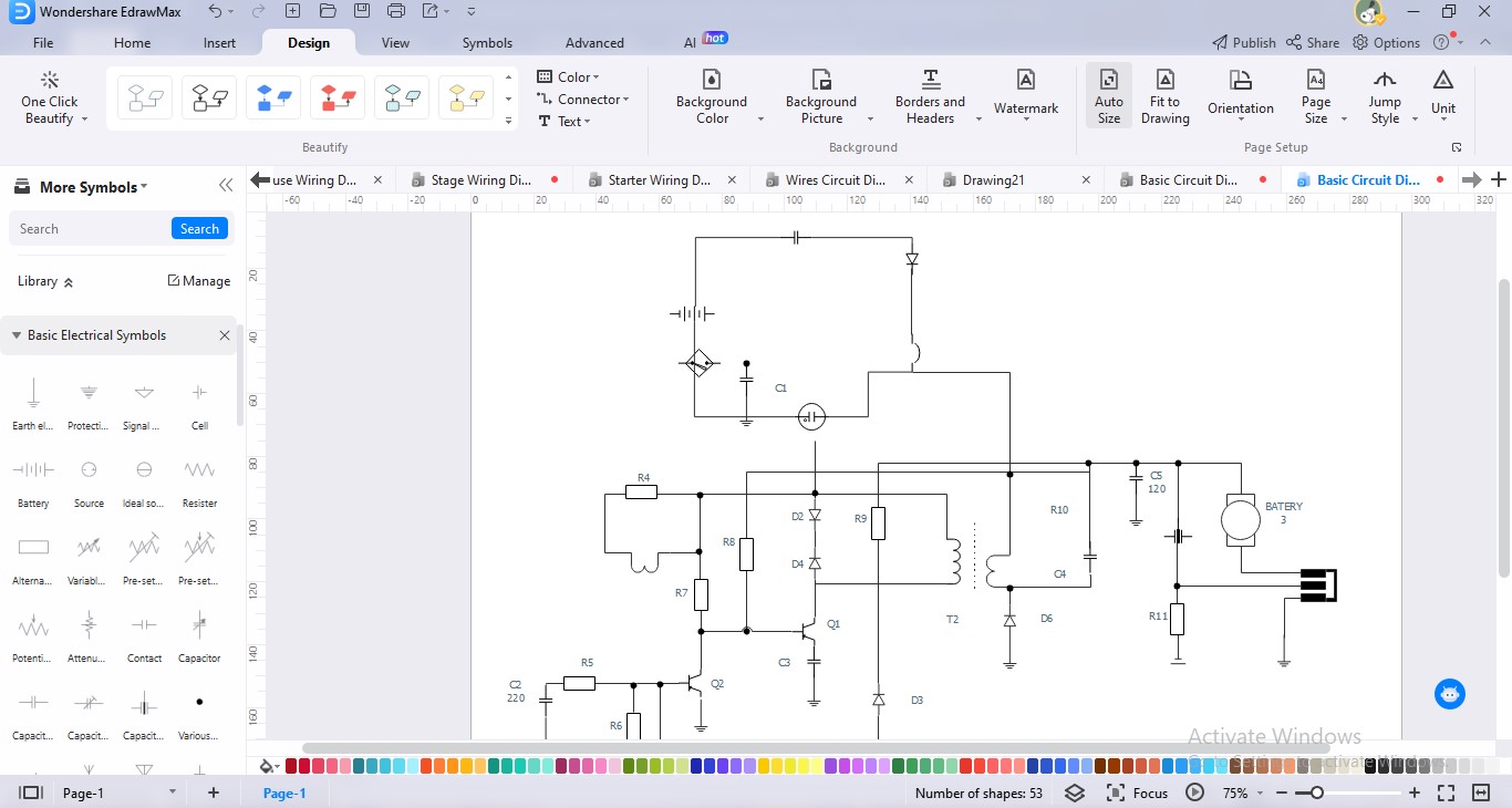 Conclusão do diagrama de fiação elétrica do edrawmax