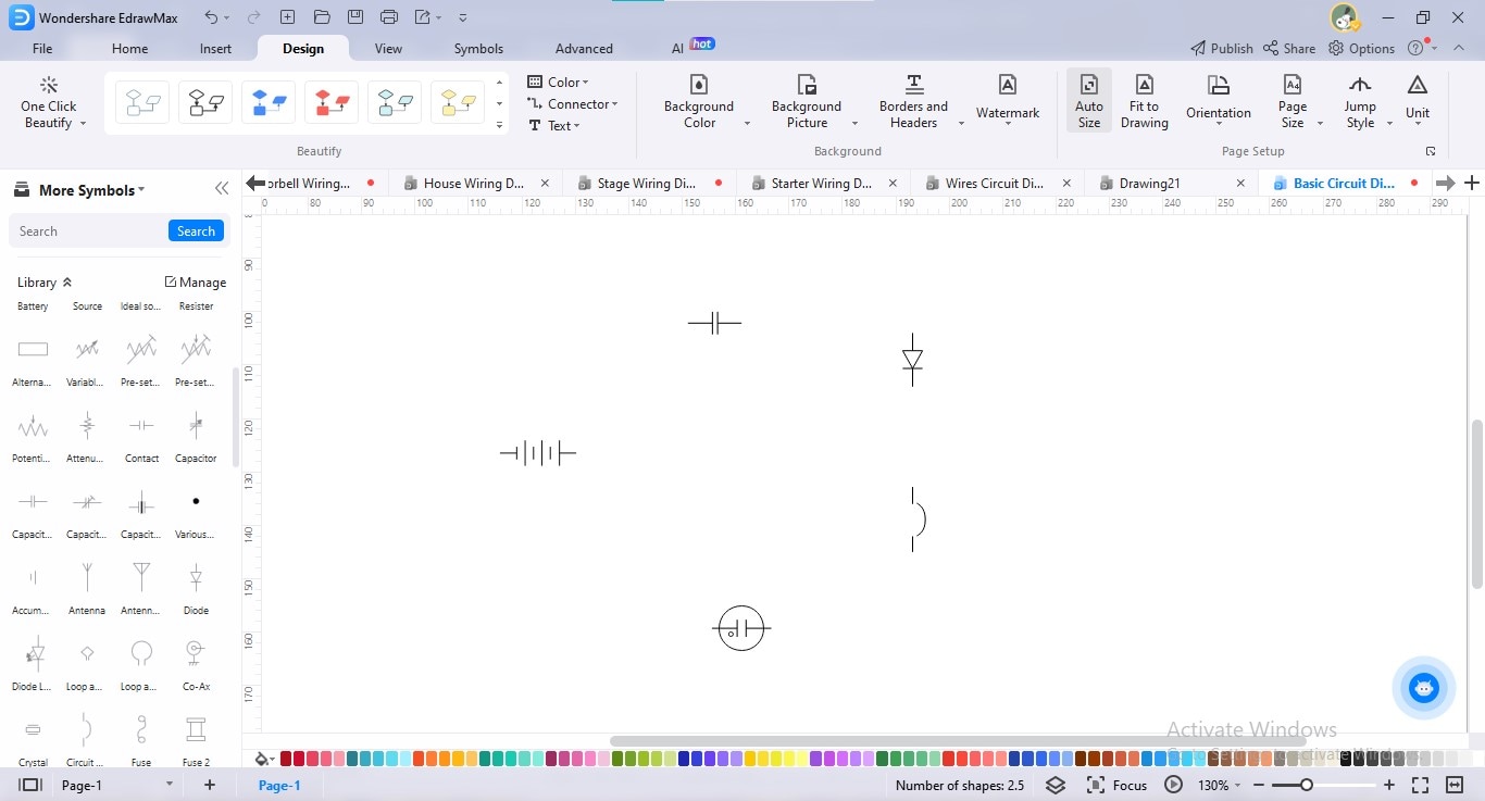 dibujar elementos de circuito edrawmax