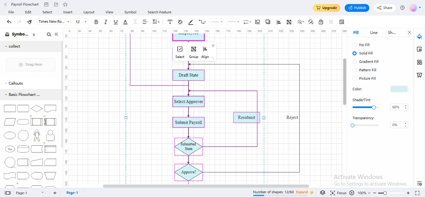 edrawmax online flowchart customization