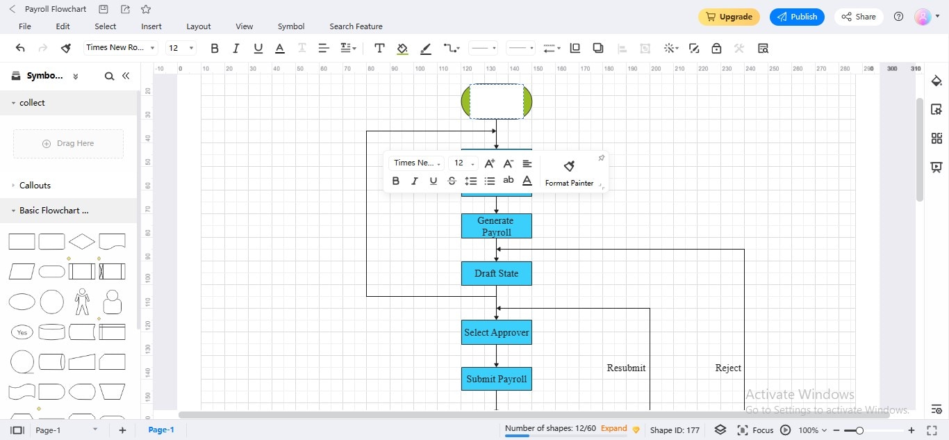 diagrama de flujo edición de información edrawmax