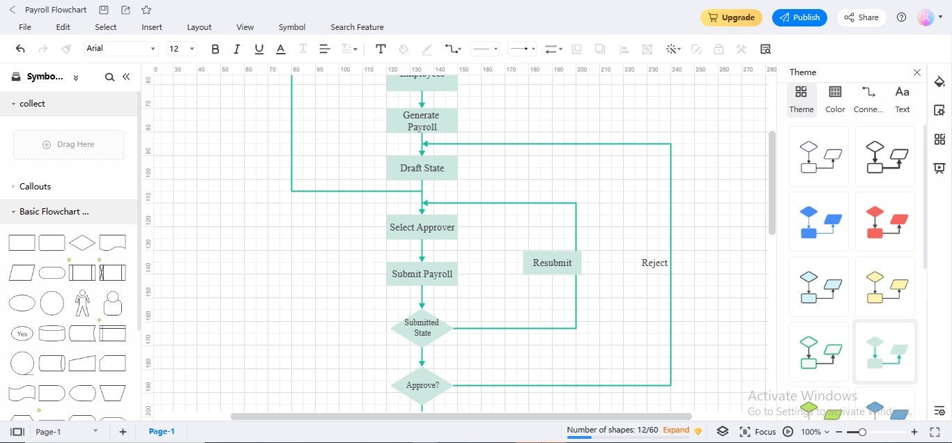 theme customization edrawmax online flowchart