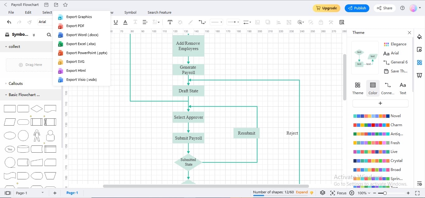 personalizzazione del tema edrawmax diagramma di flusso online