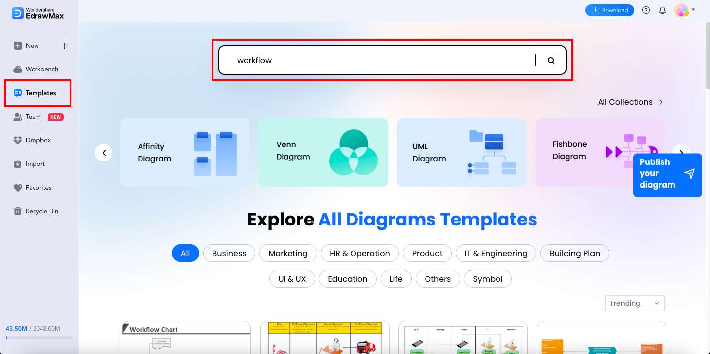 search for templates on edrawmax