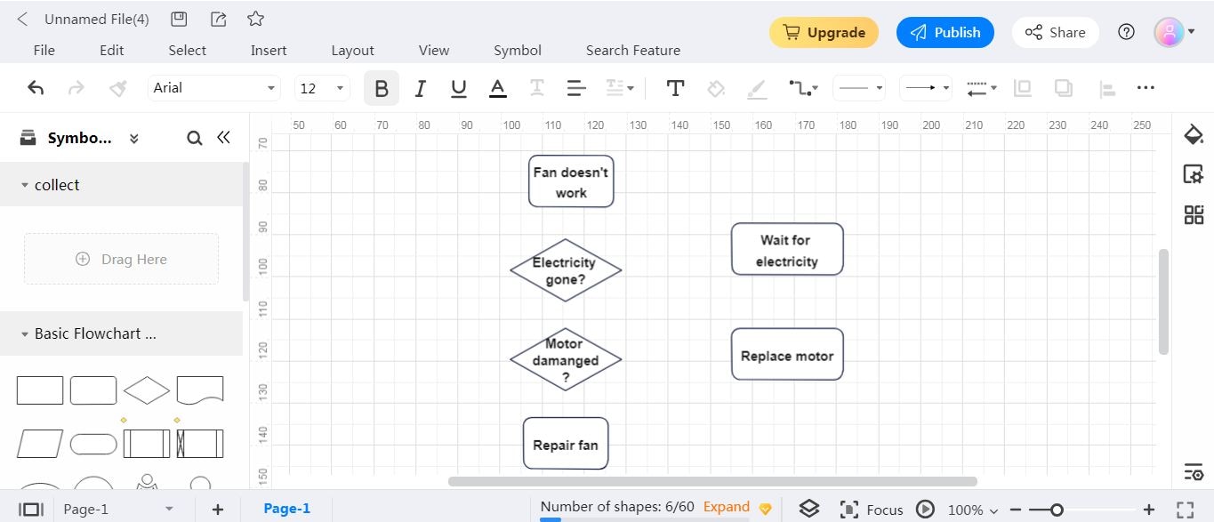 text insertion in flowchart shapes