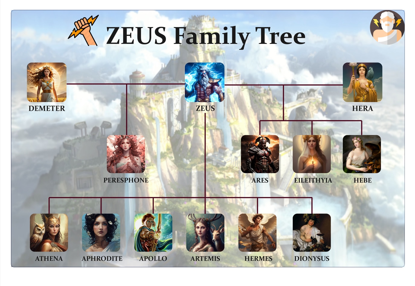 zeus family tree for kids