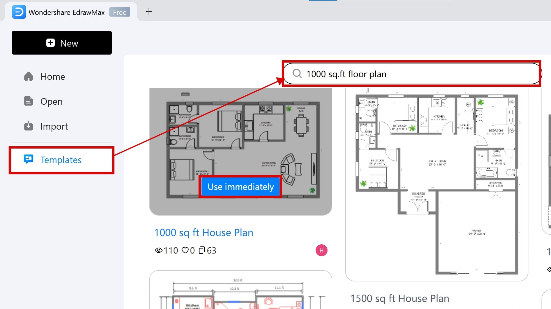 choosing-template on Edrawmax