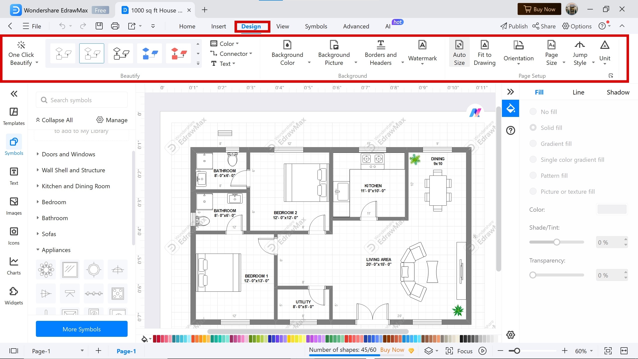 design-tab on Edrawmax