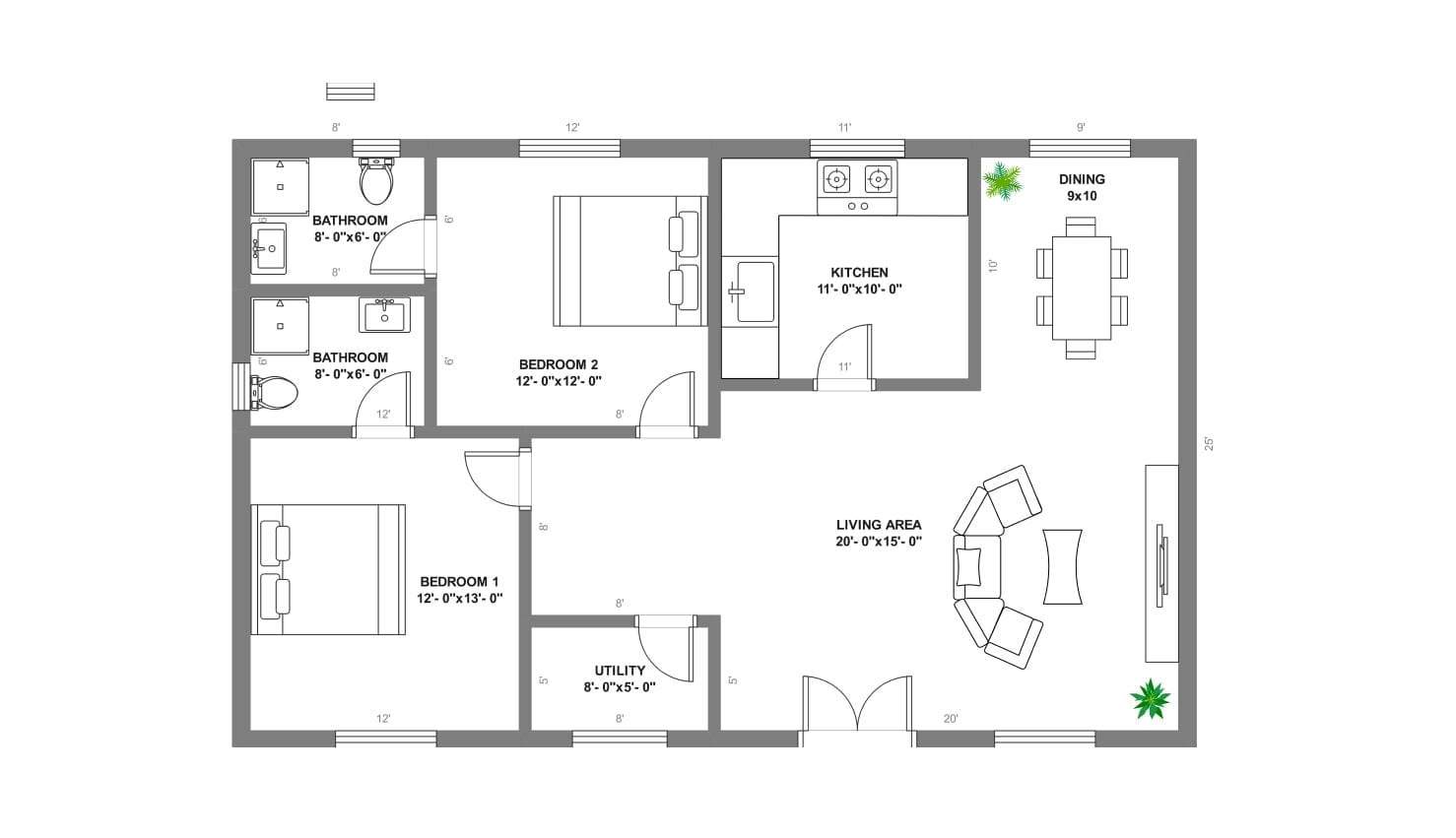 1000 sq. ft template one