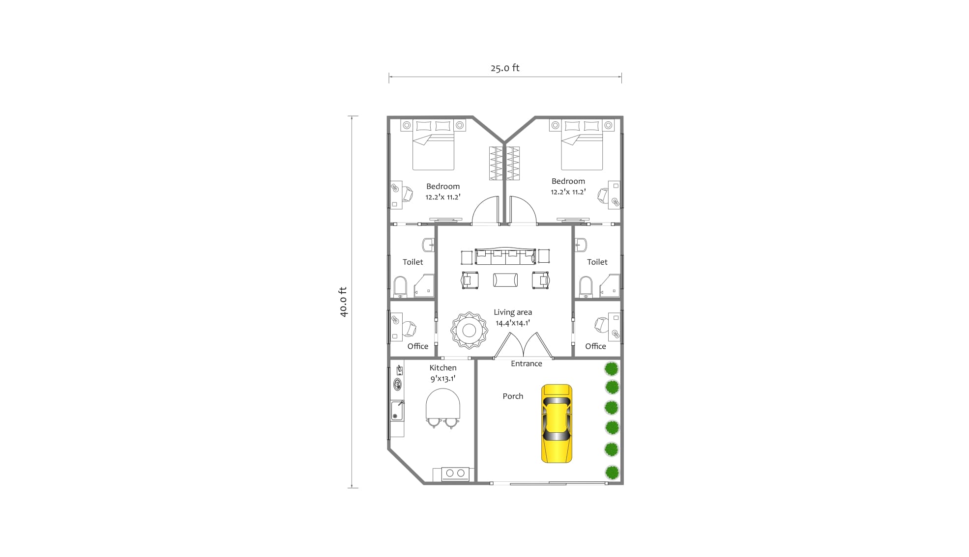 1200 sq. ft template one