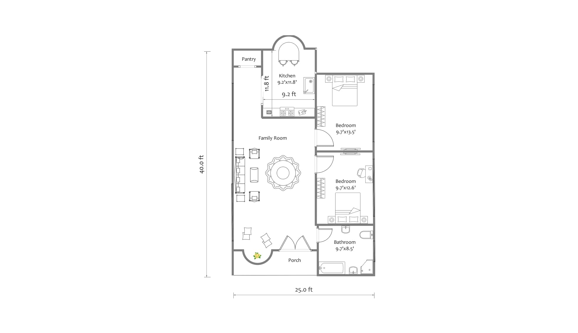 1200 sq. ft template one