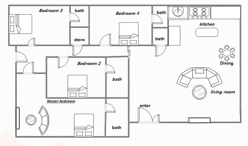 house plan with 4 bedrooms