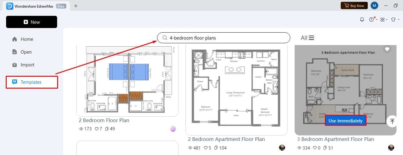 steps of editing 4-bedroom floor plan