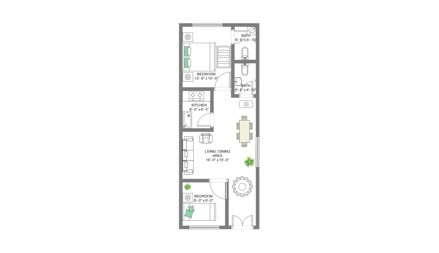 600 sq. ft template two