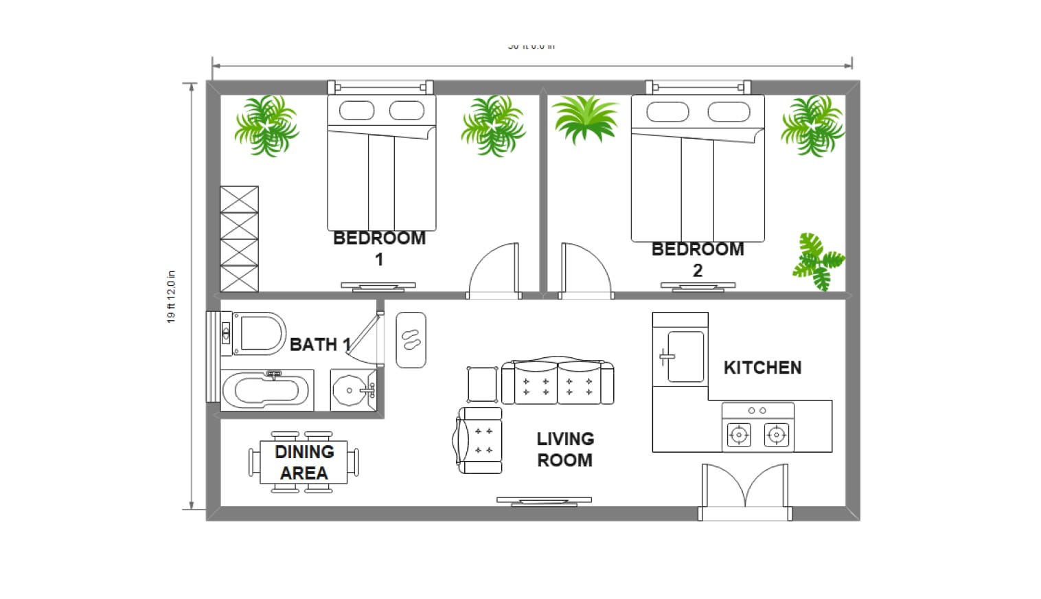 600 sq. ft template one