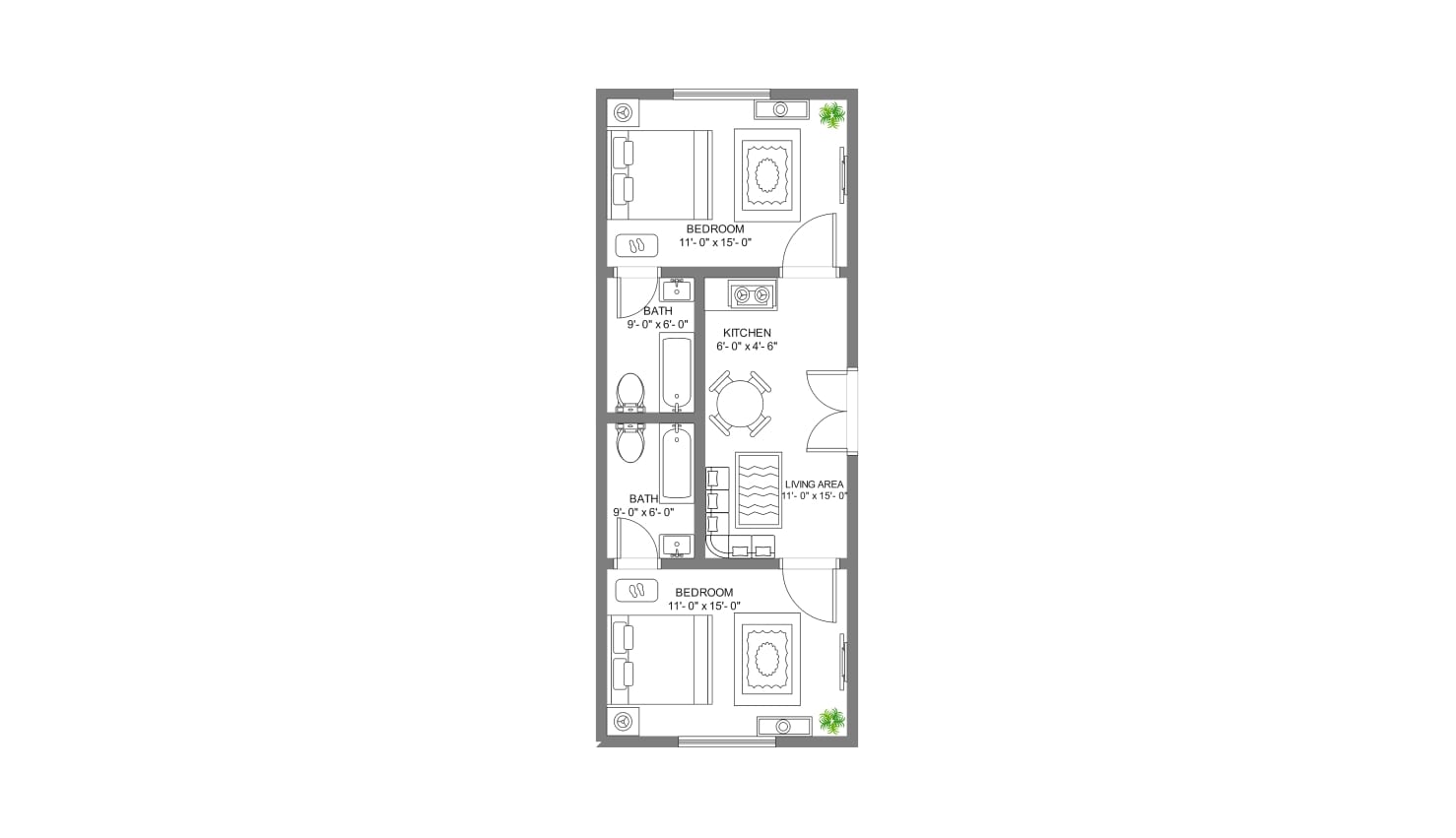 600 sq. ft template six