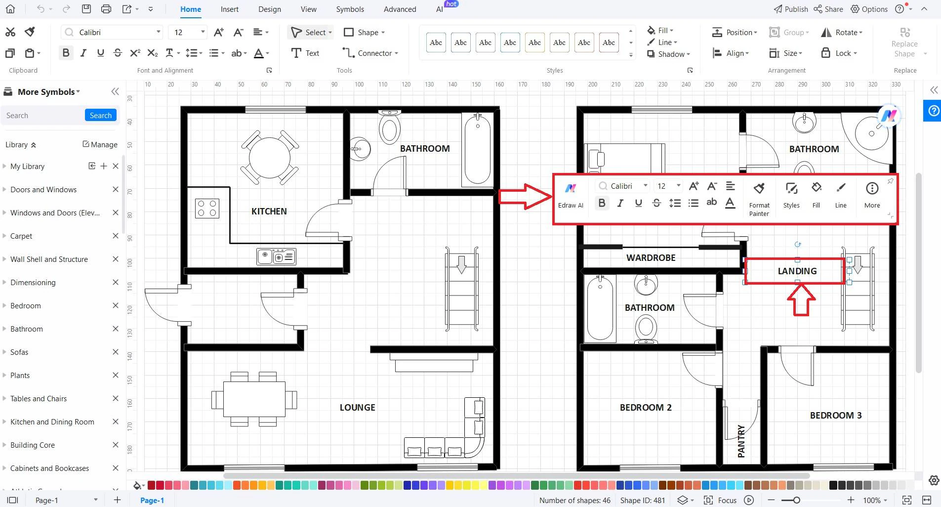 add text to floor plan