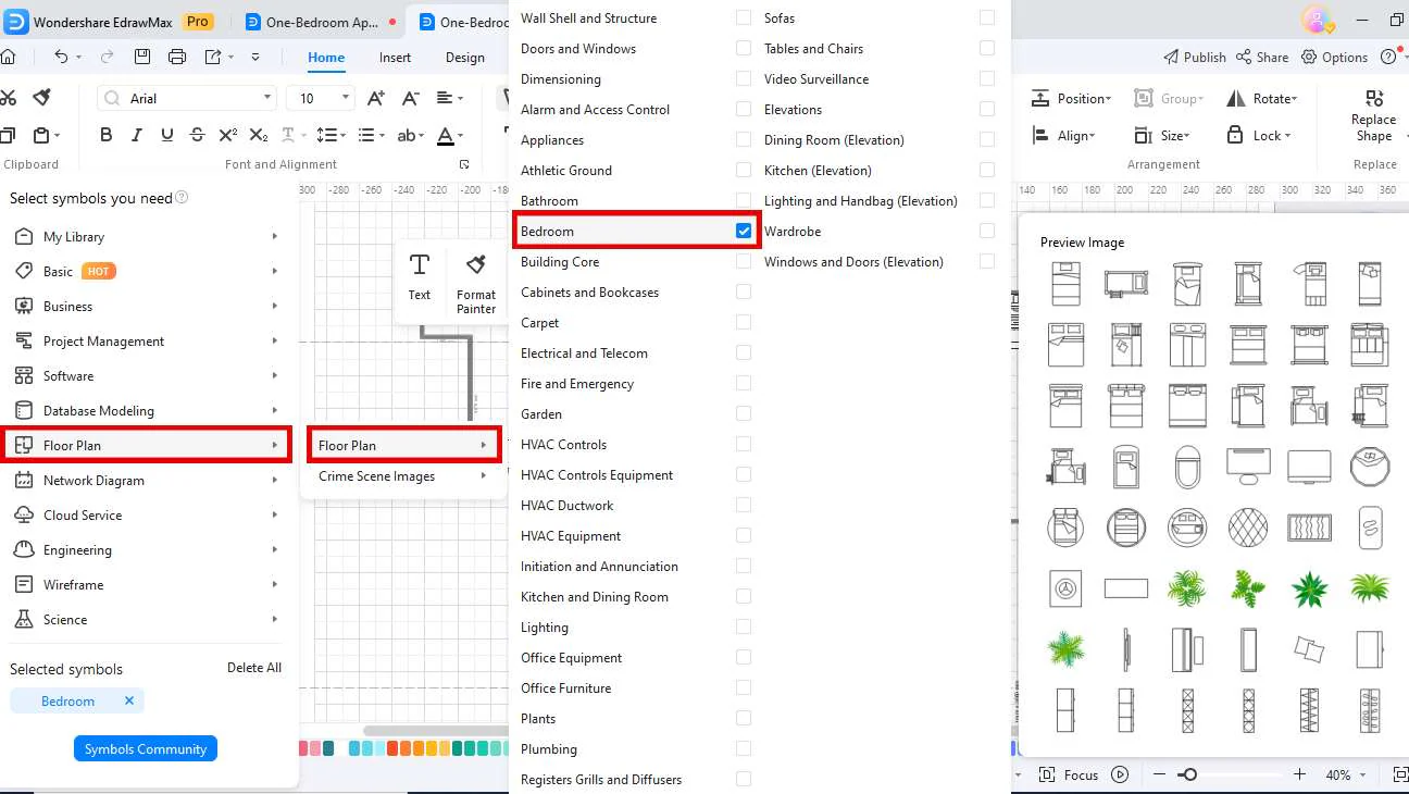 bedroom floor plan editing