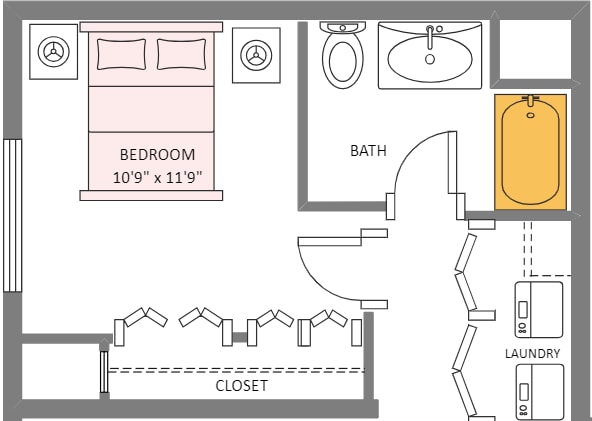 well-lit bedroom floor plan